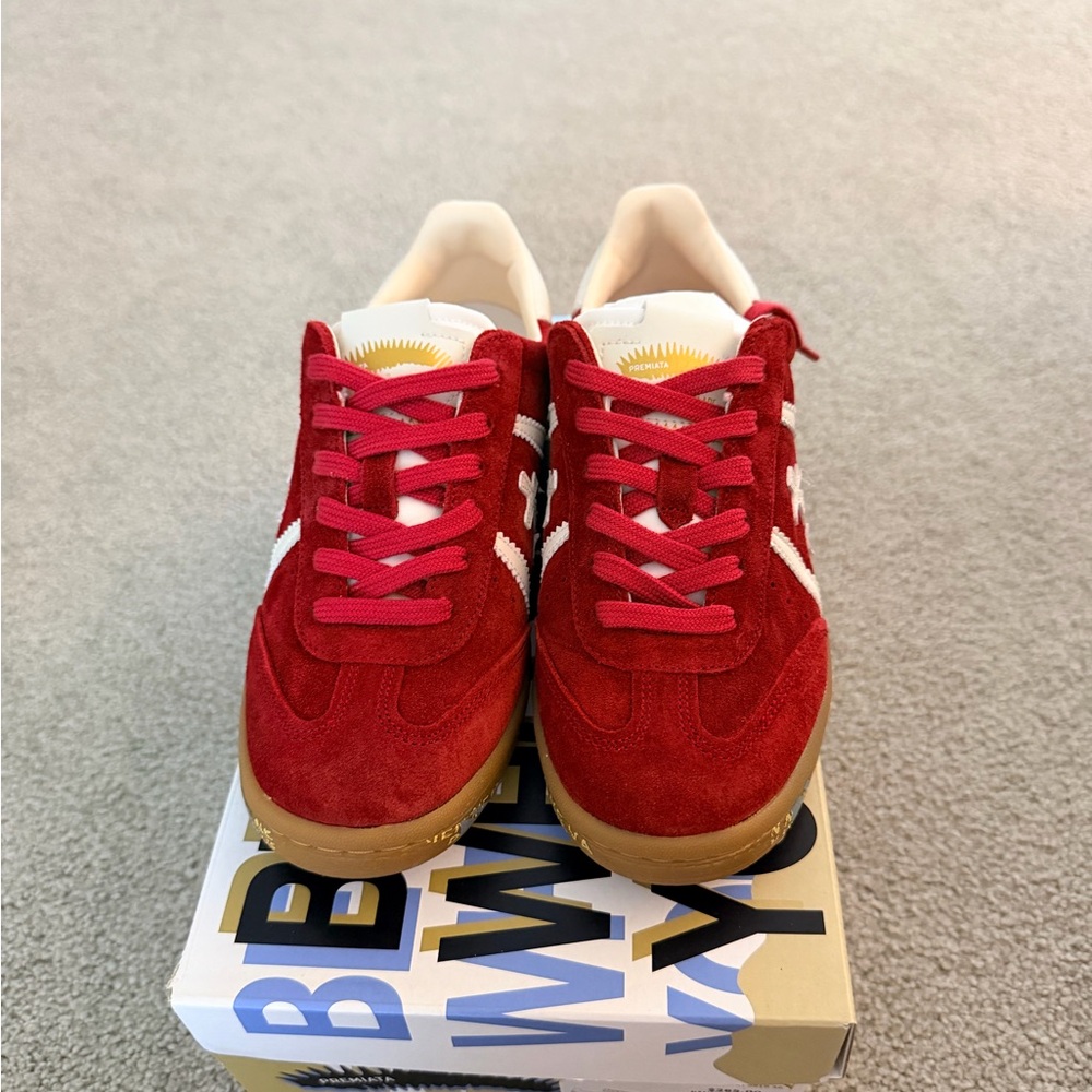 Premiata Bonnied Sneakers— White with Red Accent **Brand New-Never Worn**